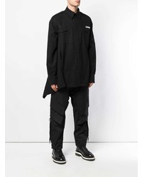 Мужская черная рубашка с длинным рукавом от D.GNAK