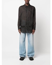 Мужская черная рубашка с длинным рукавом от Edward Cuming