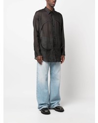 Мужская черная рубашка с длинным рукавом от Edward Cuming