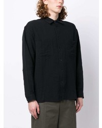 Мужская черная рубашка с длинным рукавом от YMC
