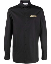 Мужская черная рубашка с длинным рукавом от Moschino