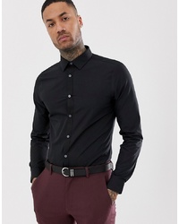 Мужская черная рубашка с длинным рукавом от New Look