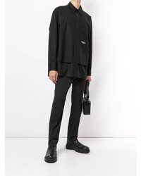 Мужская черная рубашка с длинным рукавом от Wooyoungmi