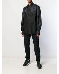 Мужская черная рубашка с длинным рукавом от D.GNAK