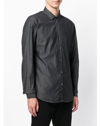 Мужская черная рубашка с длинным рукавом от Dondup