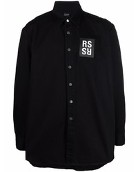 Мужская черная рубашка с длинным рукавом от Raf Simons