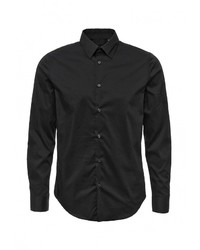 Мужская черная рубашка с длинным рукавом от Sisley