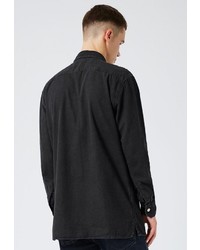 Мужская черная рубашка с длинным рукавом от Topman