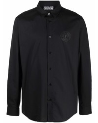 Мужская черная рубашка с длинным рукавом от VERSACE JEANS COUTURE