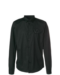 Мужская черная рубашка с длинным рукавом от Versace Jeans