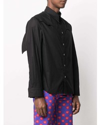 Мужская черная рубашка с длинным рукавом от DUOltd