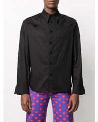 Мужская черная рубашка с длинным рукавом от DUOltd