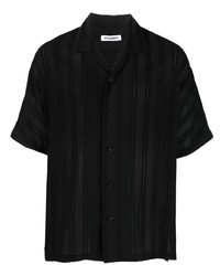 Мужская черная рубашка с коротким рукавом в вертикальную полоску от Attachment