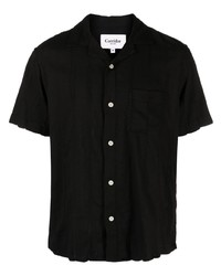Мужская черная рубашка с коротким рукавом в вертикальную полоску от Corridor