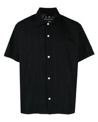 Мужская черная рубашка с коротким рукавом в вертикальную полоску от mfpen