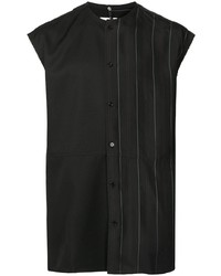 Мужская черная рубашка с коротким рукавом в вертикальную полоску от Oamc