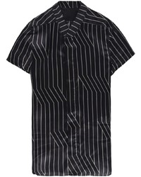 Мужская черная рубашка с коротким рукавом в вертикальную полоску от Rick Owens