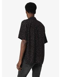 Мужская черная рубашка с коротким рукавом в горошек от Saint Laurent