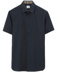 Мужская черная рубашка с коротким рукавом в клетку от Burberry