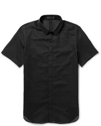 Черная рубашка с коротким рукавом в сеточку