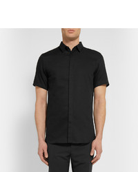Мужская черная рубашка с коротким рукавом в сеточку от Calvin Klein