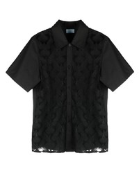 Мужская черная рубашка с коротким рукавом с вышивкой от 3PARADIS