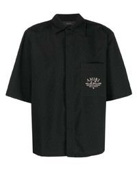 Мужская черная рубашка с коротким рукавом с вышивкой от Amiri