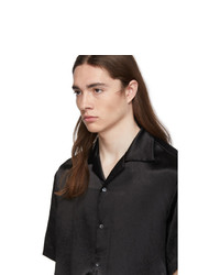 Мужская черная рубашка с коротким рукавом с вышивкой от Gucci