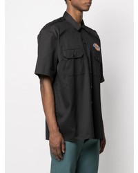 Мужская черная рубашка с коротким рукавом с вышивкой от Dickies Construct