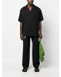 Мужская черная рубашка с коротким рукавом с вышивкой от MSGM