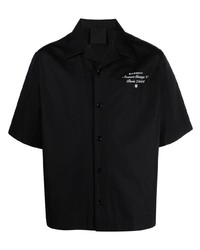 Мужская черная рубашка с коротким рукавом с вышивкой от Givenchy