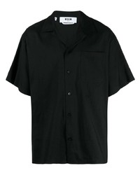 Мужская черная рубашка с коротким рукавом с вышивкой от MSGM