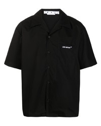 Мужская черная рубашка с коротким рукавом с вышивкой от Off-White