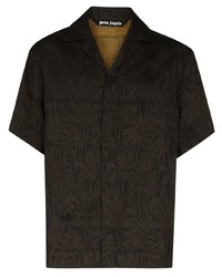 Мужская черная рубашка с коротким рукавом с вышивкой от Palm Angels