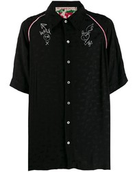 Мужская черная рубашка с коротким рукавом с вышивкой от Vivienne Westwood Anglomania