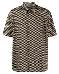 Мужская черная рубашка с коротким рукавом с геометрическим рисунком от costume national contemporary