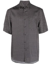 Мужская черная рубашка с коротким рукавом с геометрическим рисунком от Lanvin