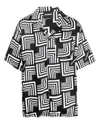 Мужская черная рубашка с коротким рукавом с геометрическим рисунком от Les Hommes