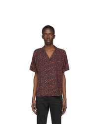 Черная рубашка с коротким рукавом с леопардовым принтом