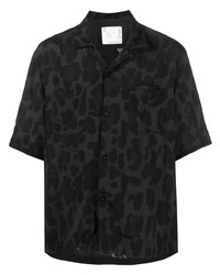 Мужская черная рубашка с коротким рукавом с леопардовым принтом от Sacai