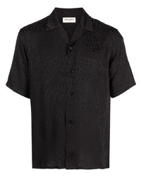 Мужская черная рубашка с коротким рукавом с леопардовым принтом от Saint Laurent
