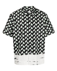 Мужская черная рубашка с коротким рукавом с "огурцами" от Etro