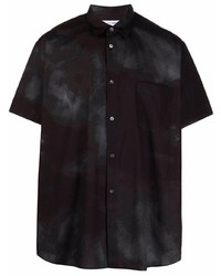 Мужская черная рубашка с коротким рукавом с принтом тай-дай от Comme Des Garcons SHIRT