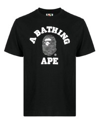 Мужская черная рубашка с коротким рукавом с принтом от A Bathing Ape