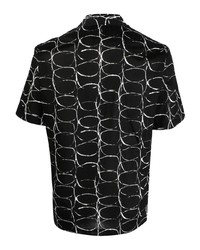 Мужская черная рубашка с коротким рукавом с принтом от Tagliatore