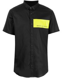 Мужская черная рубашка с коротким рукавом с принтом от Armani Exchange
