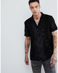 Мужская черная рубашка с коротким рукавом с принтом от ASOS DESIGN