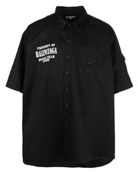 Мужская черная рубашка с коротким рукавом с принтом от Balenciaga