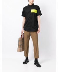 Мужская черная рубашка с коротким рукавом с принтом от Armani Exchange