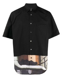 Мужская черная рубашка с коротким рукавом с принтом от Comme des Garcons Homme